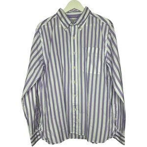 AYR Everyday Poplin Donatello Stripe Long Sleeve Button Down Shirt Large